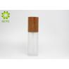 Buy cheap Skin Care Round Frosted Glass Empty Cosmetic Bottles With Bamboo Cap In 50ml from wholesalers