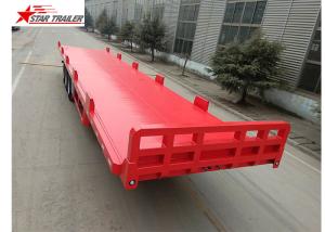 Quality 13 Meters 3 Axles Commercial Flatbed Trailer With Dual Line Brake System wholesale