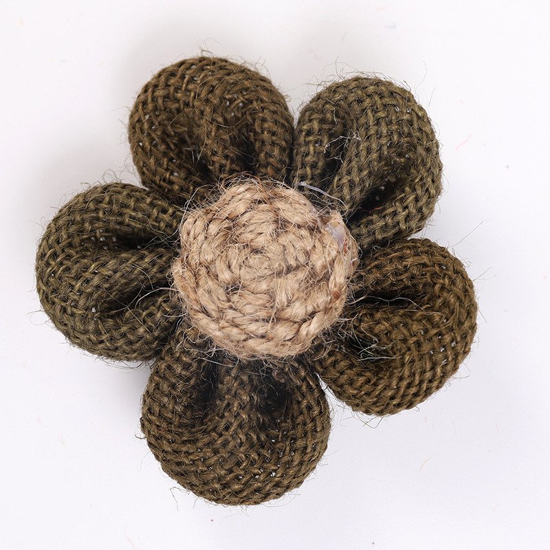 8cm Burlap Ribbon Flowers Diy Orange Black Jute Rope Flower