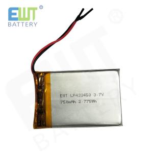 Quality LP433450 3.7V 750mAh Li-Polymer Power Cell with Over Discharge Protection wholesale