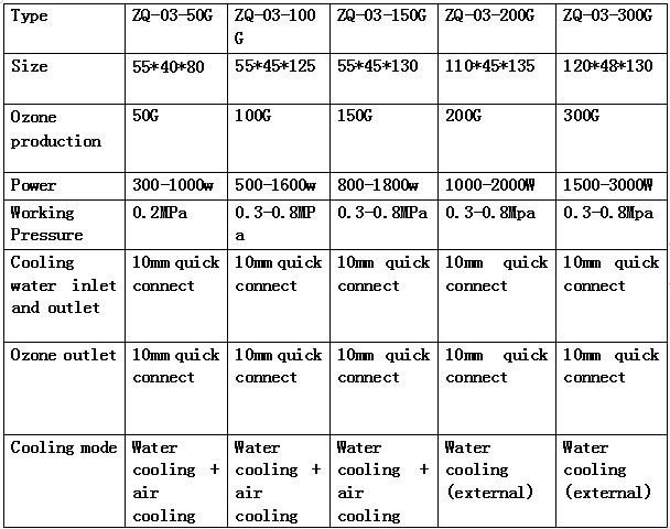 304SS Air Source Ozone Generator Water Cooled Ozone Equipment Industrial 10g 100g