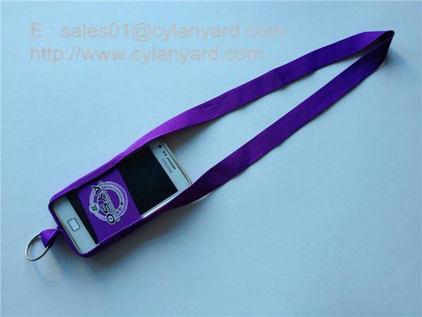Small wholesale stretchable spandex mobile phone pouch lanyards with printed