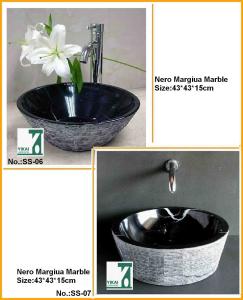 Quality Natural Black Granite Marble Round Basin Sink for Bathroom wholesale