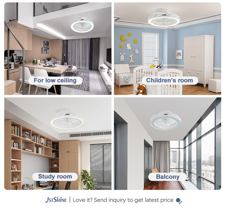 3 Color LED Light Low Profile Fancy Design ABS Blades Indoor Ceiling Fan with Remote