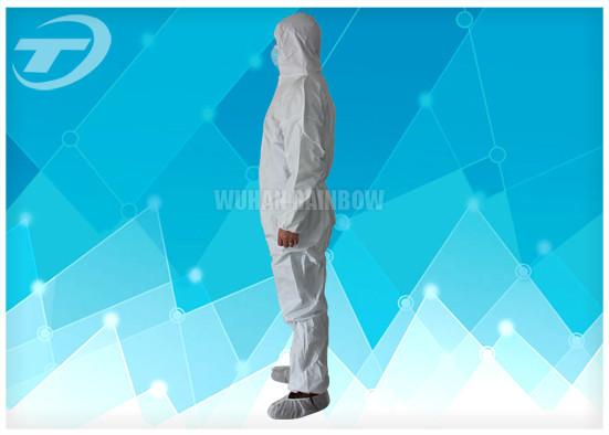 Durable Non Woven Fabric Disposable Coverall Suit White Chemical Resistant