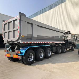 Quality 100ton 3 Axles Self Dump Tipper Fuel Tank Oil Tanker Heavy Machine Transport Flatbed Deck Trailer wholesale