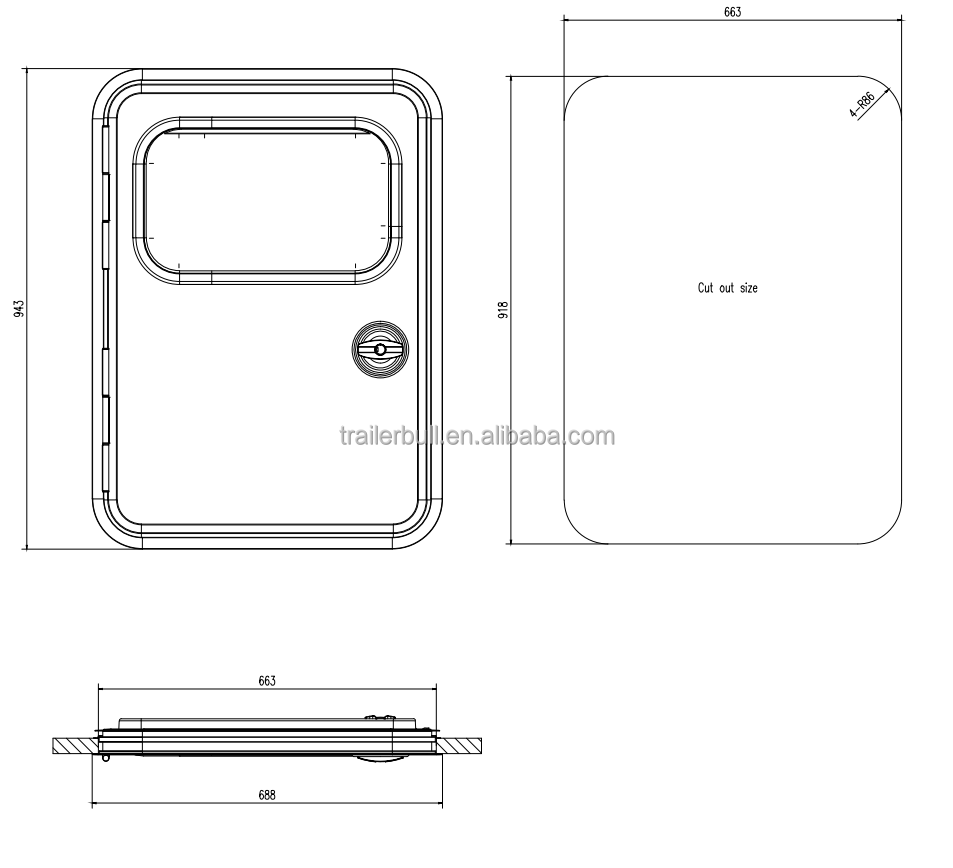 Aluminum Alloy TearDrop Door for Motorhome RV Trailer Campers and Customizable Design