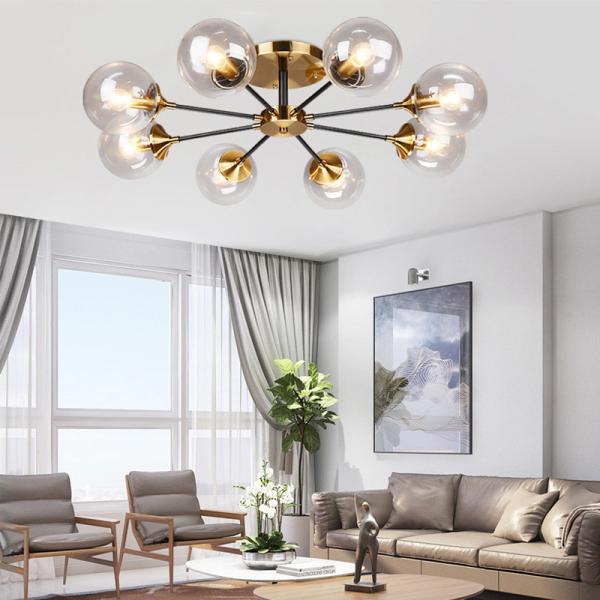 Modern Parlor LED Chandelier Smoke grey/Clear Glass Dining Room Bedroom Pendant