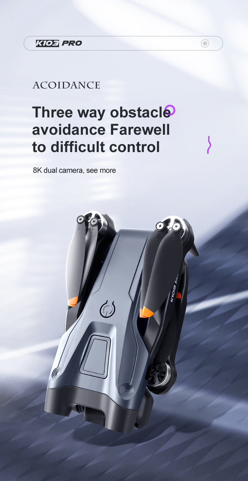 K103 Pro Aerial Drone 8k HD Camera GPS Obstacle Avoidance RC Helicopter FPV Wifi Professional Foldable Quadcopter Toy
