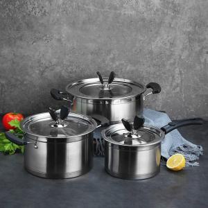 Quality Amazon Multifunctional Kitchen Cookware Silver Cooking Pot Set Stainless Steel Pans And Pots Set With Lid wholesale