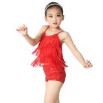 Cheerful Fringe Top Sequin Shorts Children'S Dance Costumes Tassel Outfits