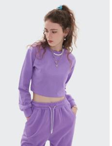 Quality 100% Cotton Plain Crew Neck Sweatshirt Ladies Crop Sweatshirts wholesale