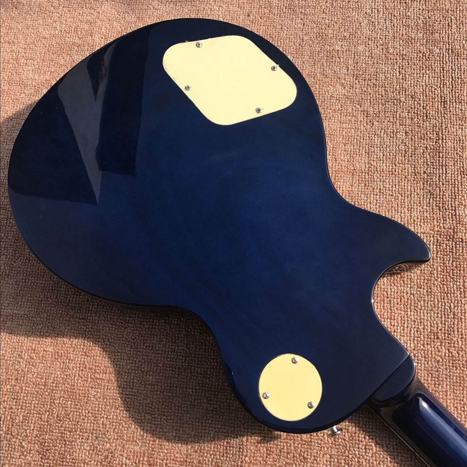 Custom LP tiger flame standard blue electric guitar mahogany body neck