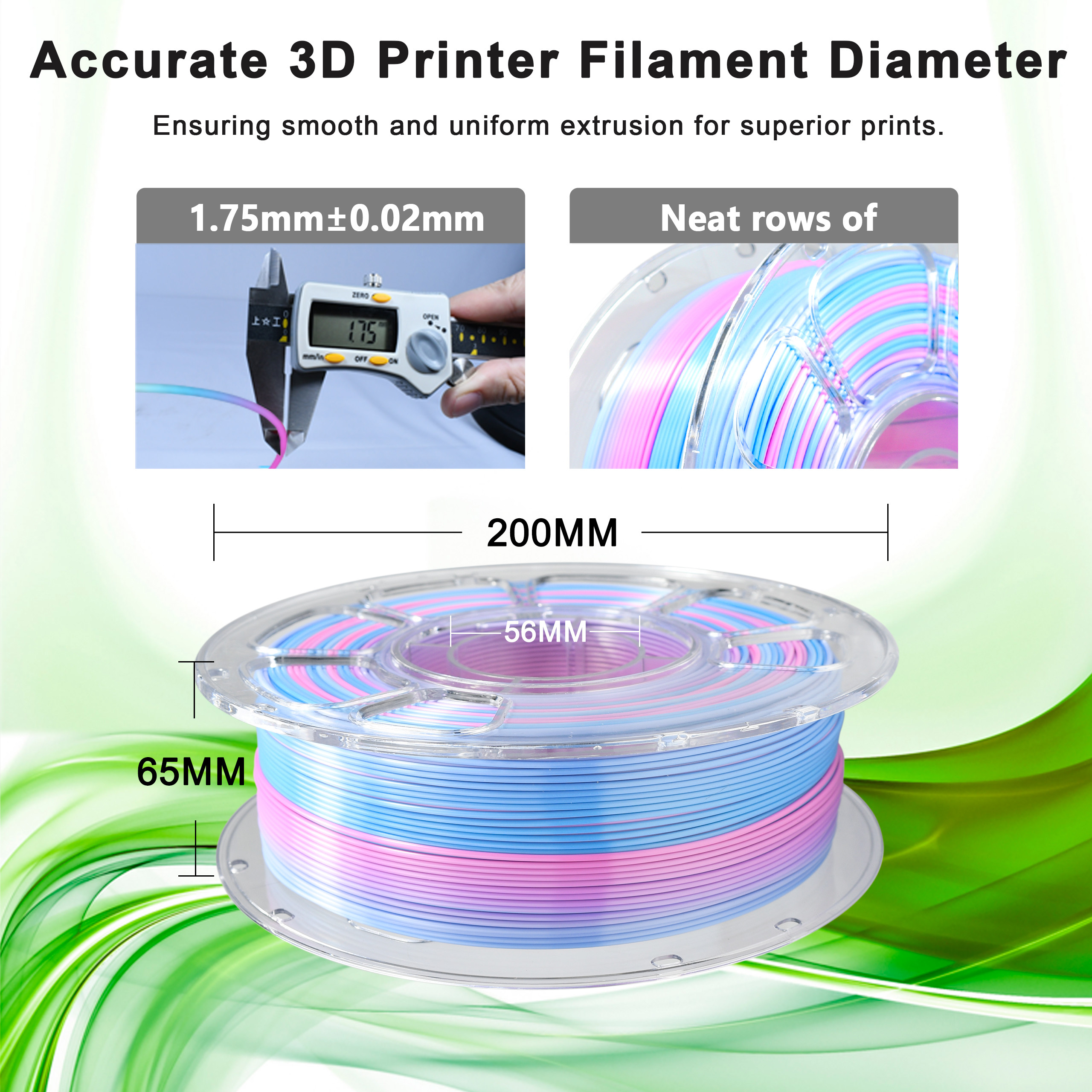 3D Printer Filament Silk Tri-color Rose Red Blue White 1000g Dimensional Accuracy +/- 0.02mm