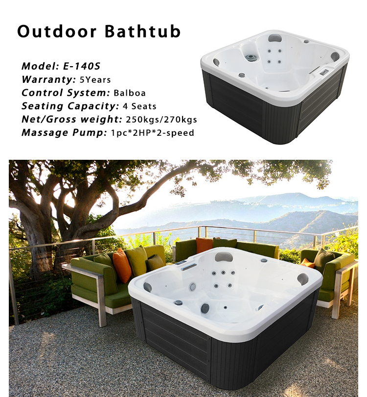 Outdoor Garden Large Designer Massage Hot Tub With Lounge Seat