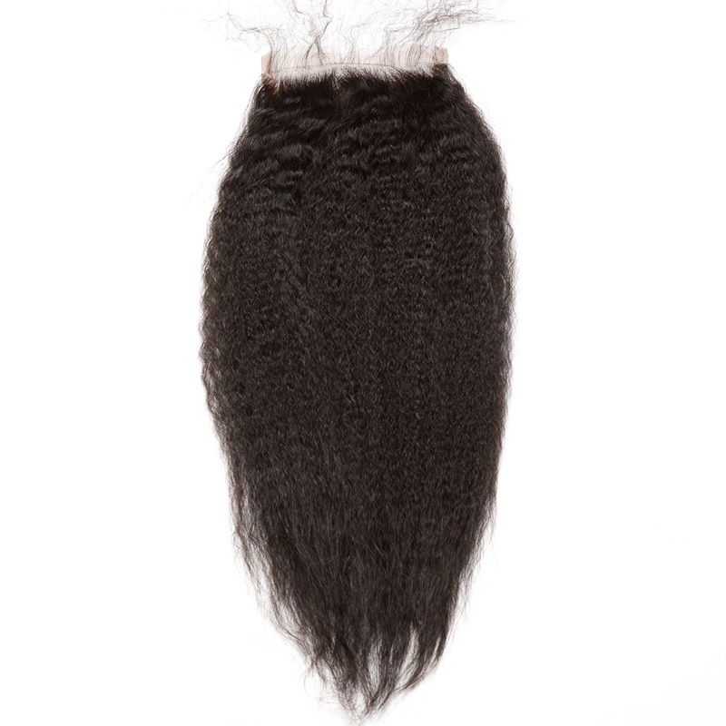 Black 4 X4 Kinky Straight Closure , Free Part Lace Closure No Tangling