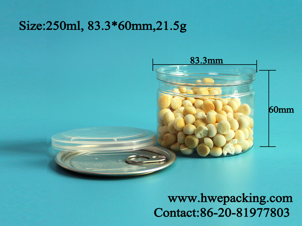 250ml 8.5oz Cashews Blueberry Clear Plastic Cans Leak Proof