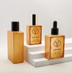 Customized Cosmetic Oil 30ml 50ml 100ml Empty gold Square Luxury Serum Glass