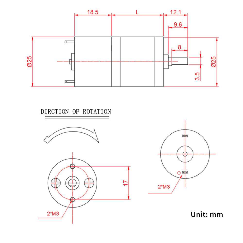 ASLONG Mini Metal Gear Motor JGA25-310 25mm High Torque Low Speed Metal Gear Low Speed Small Motor 12V DC Motor