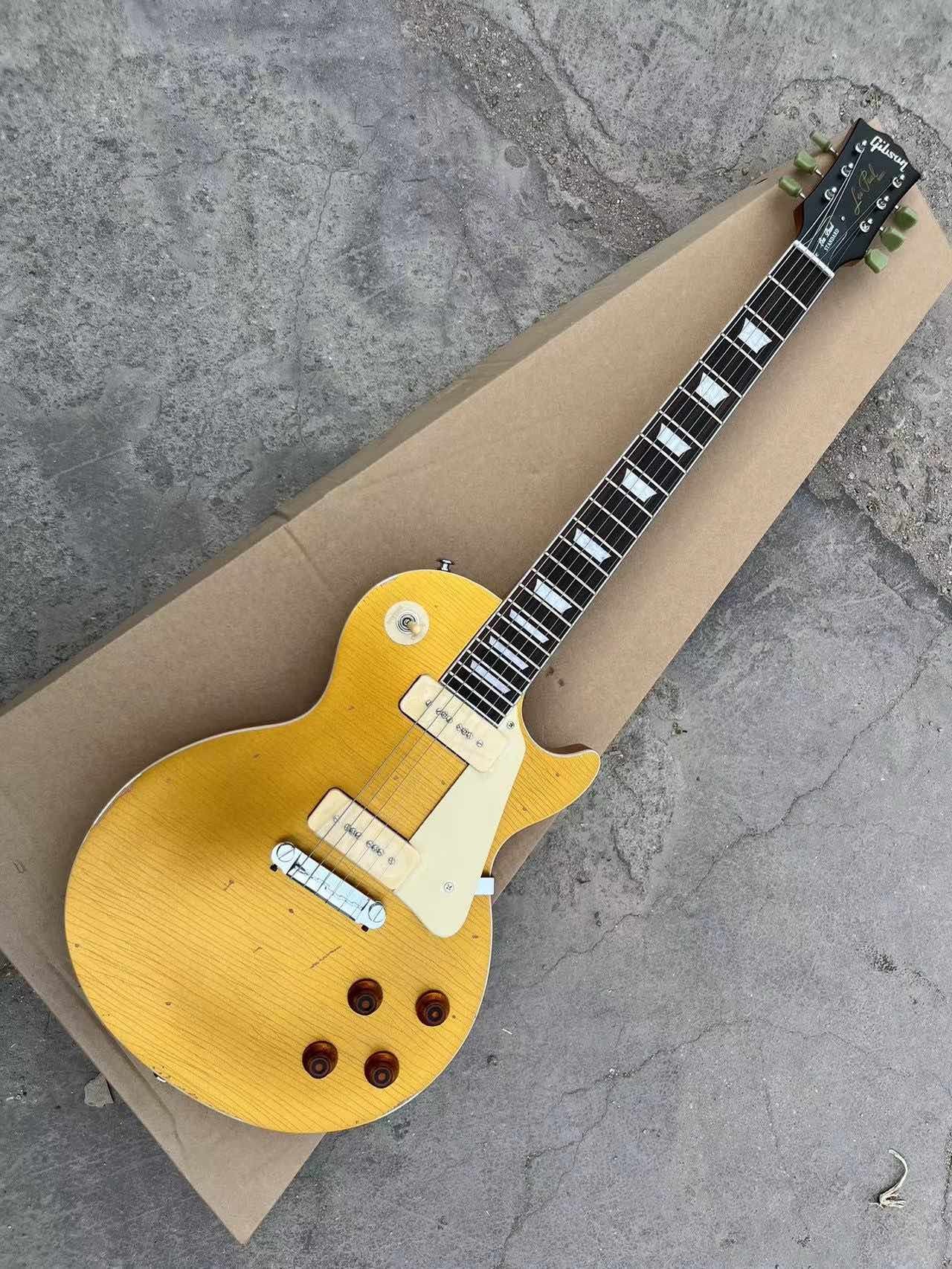 Custom GB Les Paul LP Style Electric Guitar with Mahogany Gold Body Maple Neck Customized Guitar