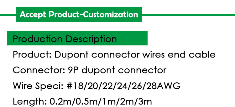 OEM 2.54mm Pitch 9 PIN Header Dupont Connector Wire Harness Cable