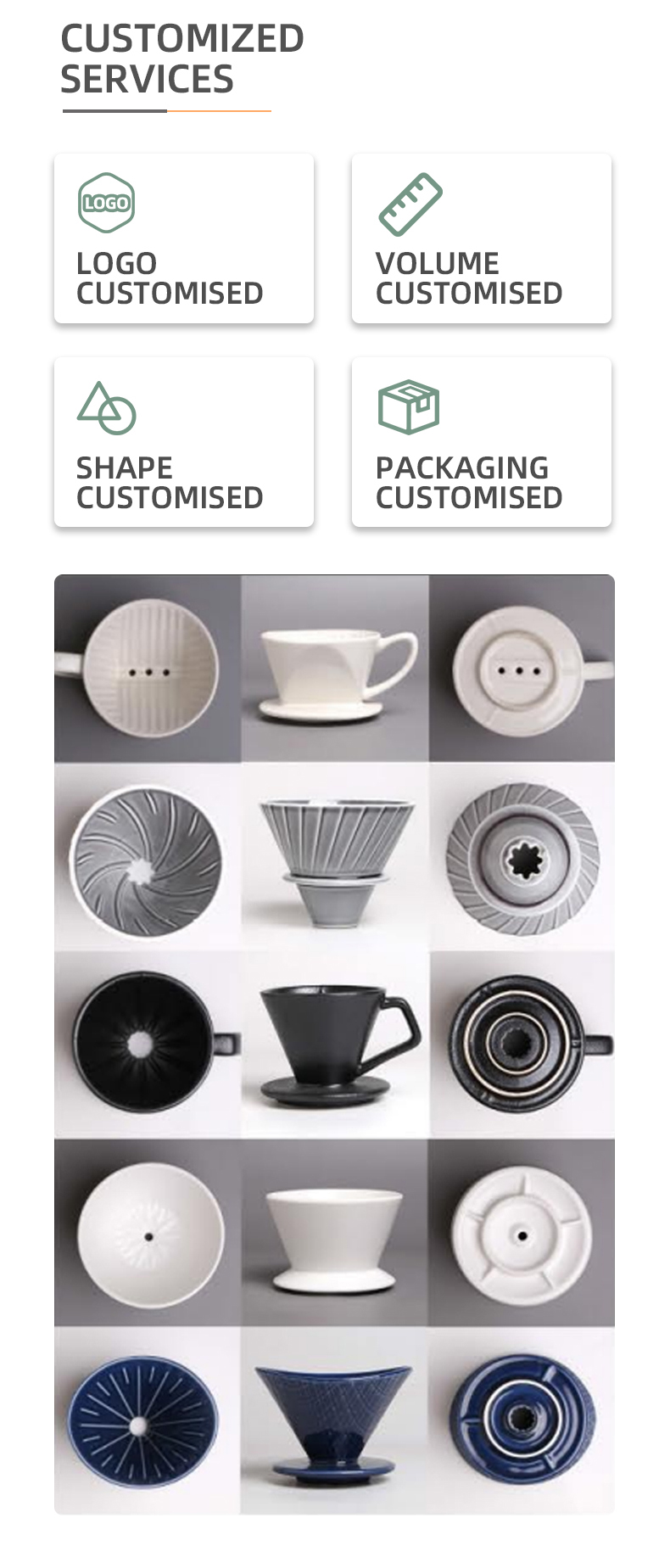 Unique Design Style Coffee Tea Tools Blue and White Ceramic Pour over Coffee Dripper