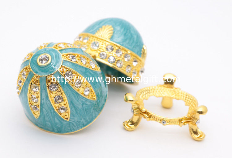 Russian Faberge Easter Egg Vintage Style Easter Egg Box Egg with Rich Enamel Sparkling Rhinestone Jewelry Trinket Box