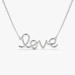 Solid 925 Sterling Silver 14K Gold Plated Love Pendant Necklace for Women