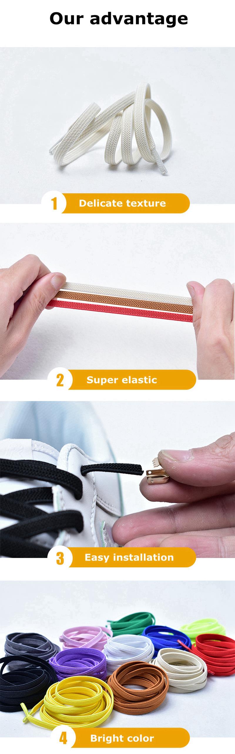 Wholesales Hot Selling No Need Tie Elastic Shoe Lace Lock No Tie Shoelace