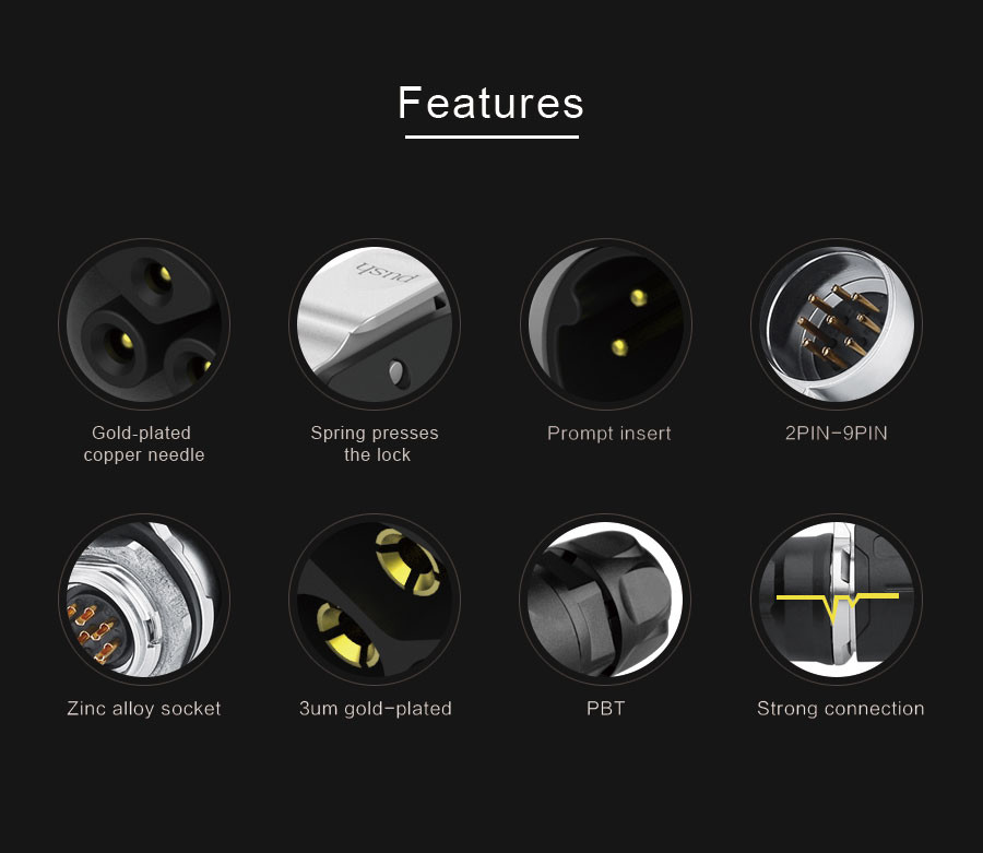 Electronic Components Wiring 26-24 AWG Male Female Waterproof Cables Connectors Quick Plastic Electric 5PIN Connectors