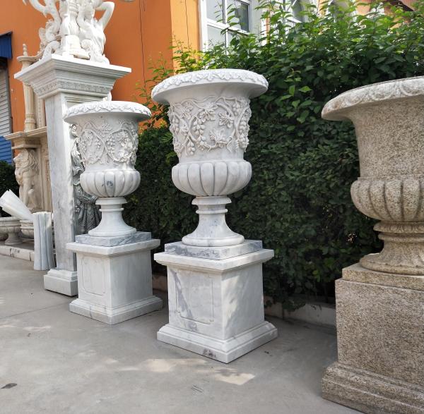 Marble carvings planter stone carved flowerpot sculpture,outdoor stone garden