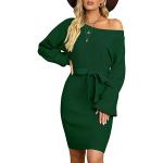 Knit Solid Color Slim Women'S Long Sleeve Off - Shoulder Dress Clothing For