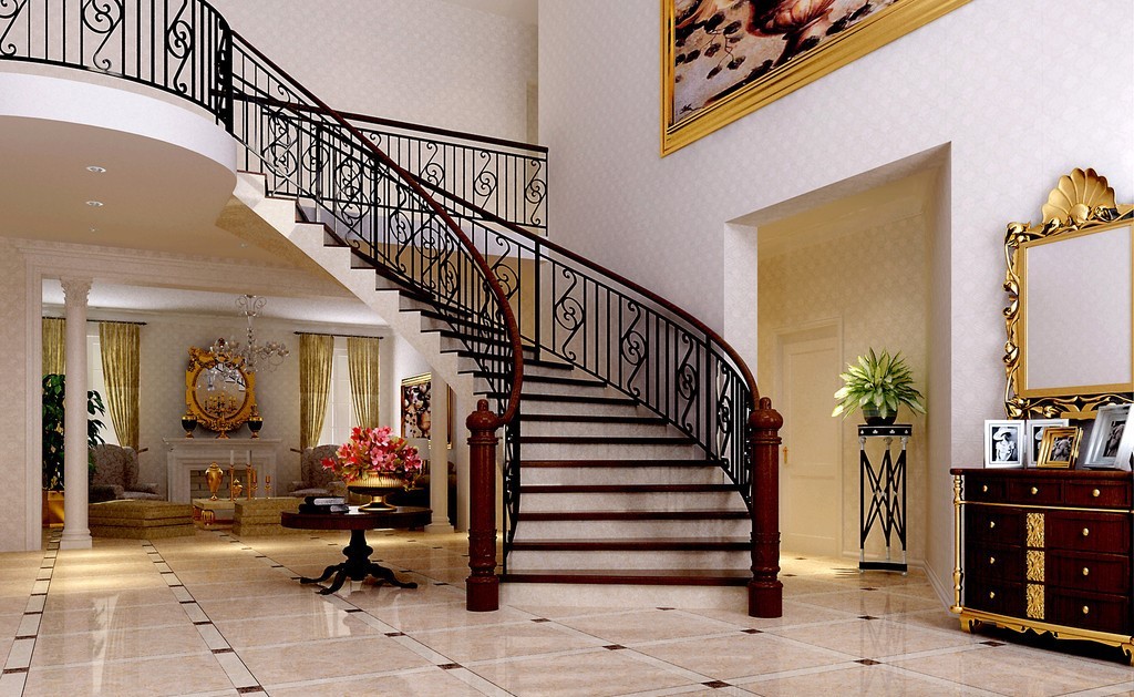 Spiral Staircase Cast Iron Banister Rails Erosion Resistance Light Weight