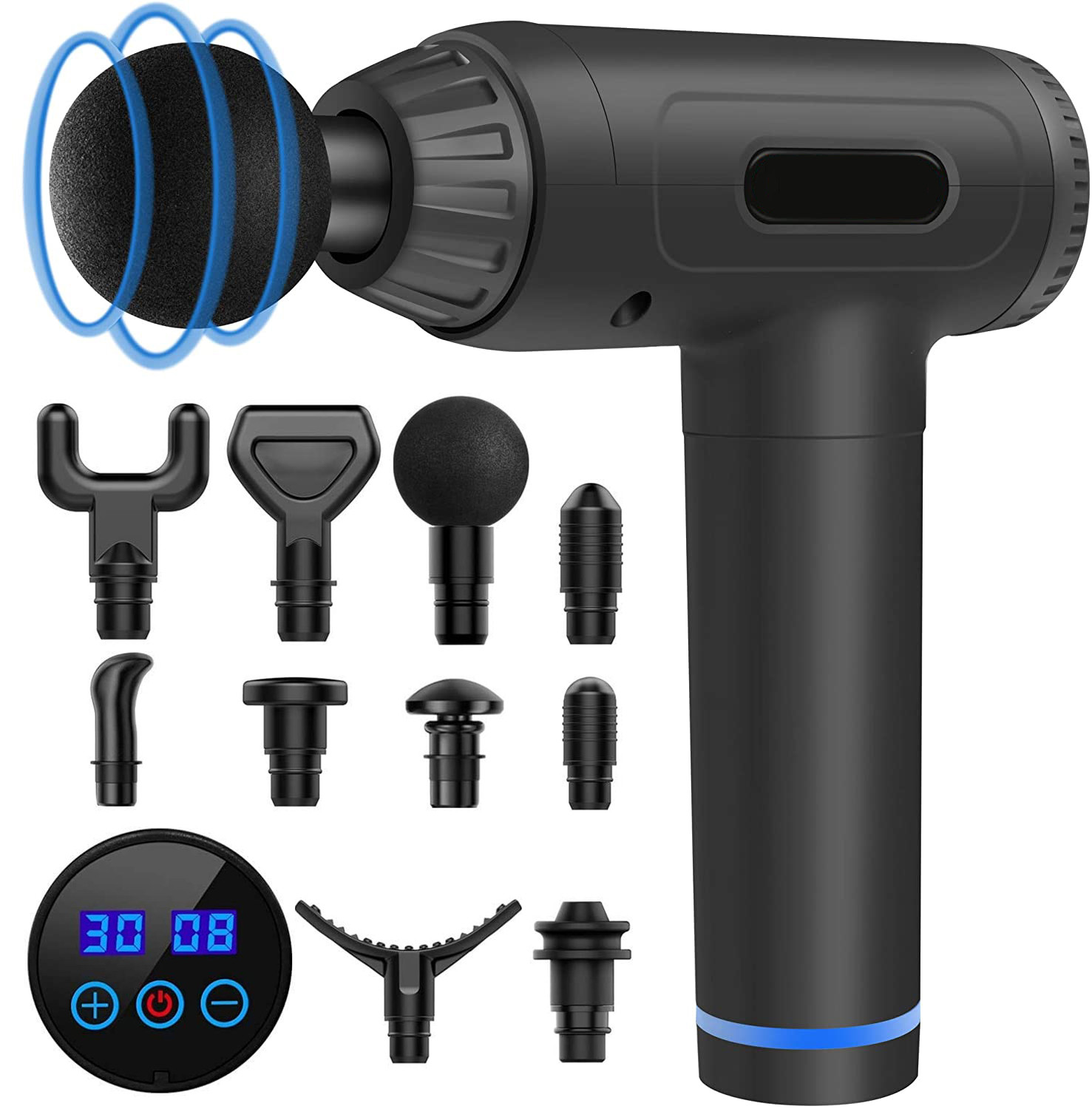 16.8V Rechargeable Handheld Massager Gun Deep Muscle Painess Relief
