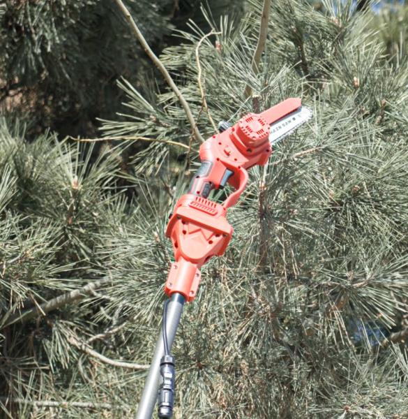 25 FT Carbon Fiber Battery Powered Pole Chainsaw for Shrub and Hedge Maintenance