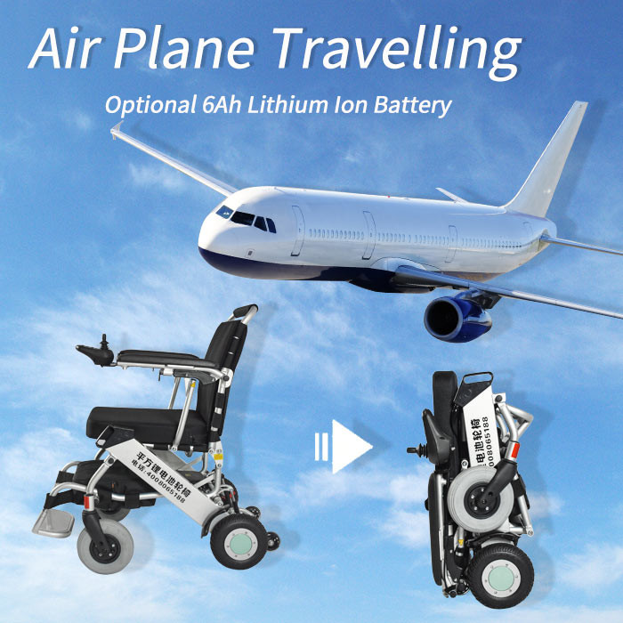 Brush Motor Light Foldable Electric Wheelchair For Airport Travelling