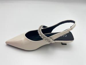 Quality Women fashion white pointy rhine-drill stiletto heels in summer wholesale