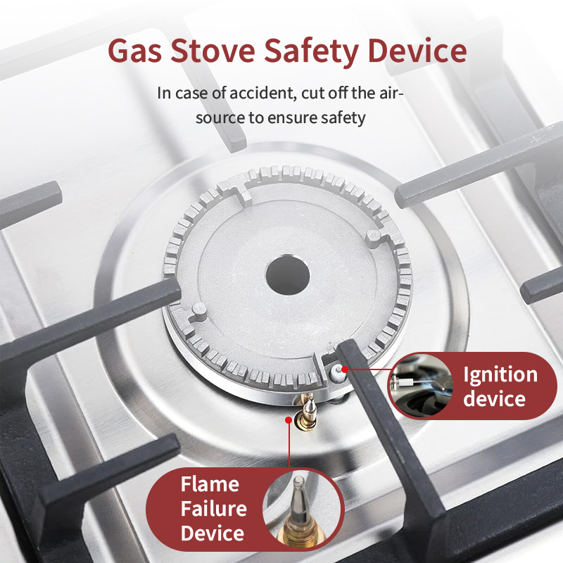 110v 5 Burner Built In Gas Hob With Durable Cast Iron Grates And Sleek Glass Top