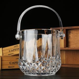 Quality Household Acrylic Champagne Ice Bucket Bar Transparent Diamond Shape Silver Handle wholesale