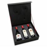 bespoke three bottle red wine box black soft touch liquor box with ribbon