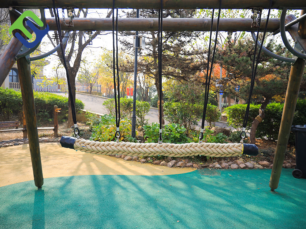 120mm Dia Net Playground Rope Bridge Natural Color 12 Strands Braided Polyester