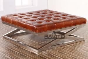 Quality classical old style antique square leather ottoman wholesale