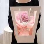 Personalized Designer Paper Bags with Clear Window Custom Your Own Logo on Ivory