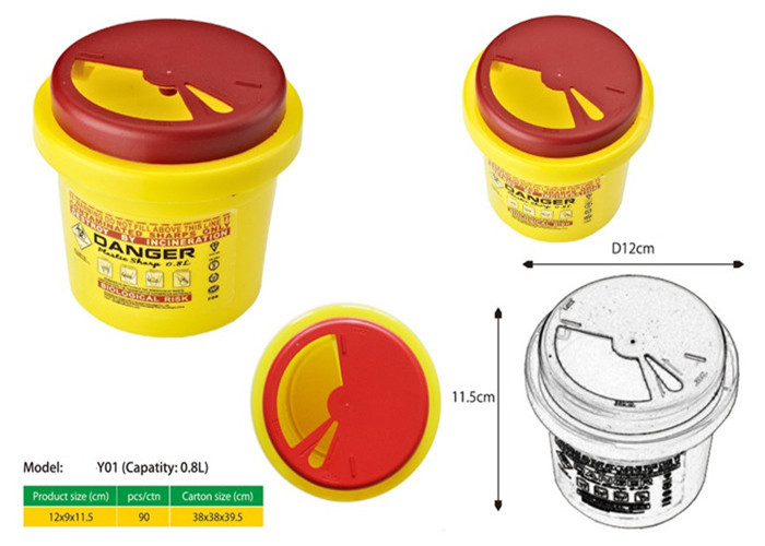 0.8 Litre Sharps disposal container, Sliding Lid, Red,Sharps Container | WinnerCare