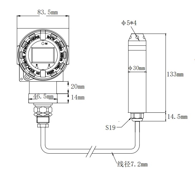 CYW71C Anti-corrosion type input Liquid level transmitter (Measurement of a corrosive liquid/4~20mA, hart, RS485