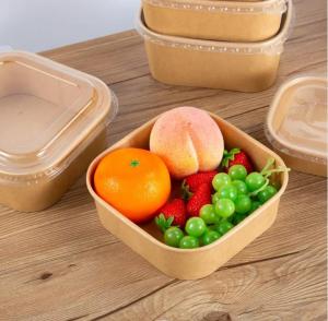 Quality Square Take Away Food Packaging Paper Bowl Disposable Eco Friendly 750ml wholesale