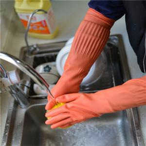 Quality Natural Latex Extra Long Sleeve Rubber Gloves For Kitchen Cleaning wholesale