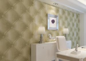 Quality Creamy White Leather Wallpaper , Removable Modern Vinyl Wallpaper PVC wholesale