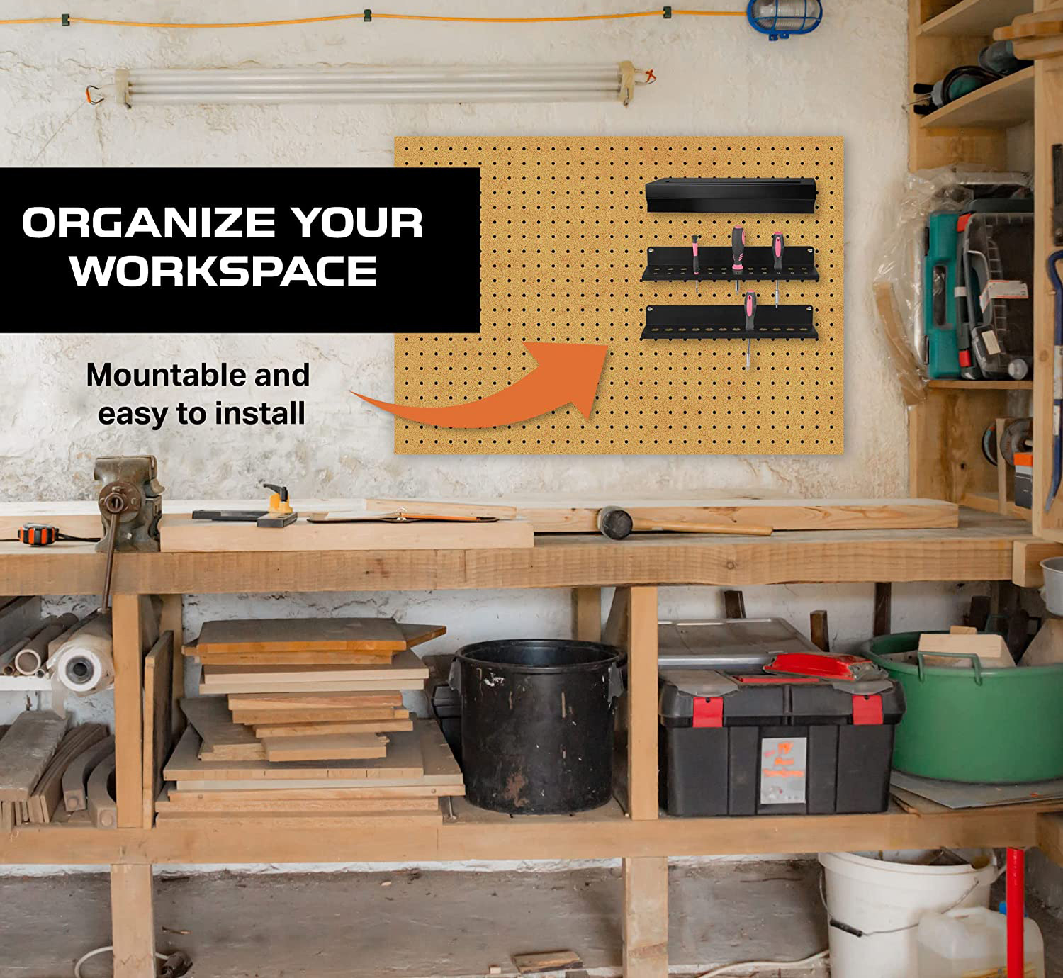 Power Tool Cordless Drill Steel Storage Rack Organizer for Wall Mount and 3 Shelves