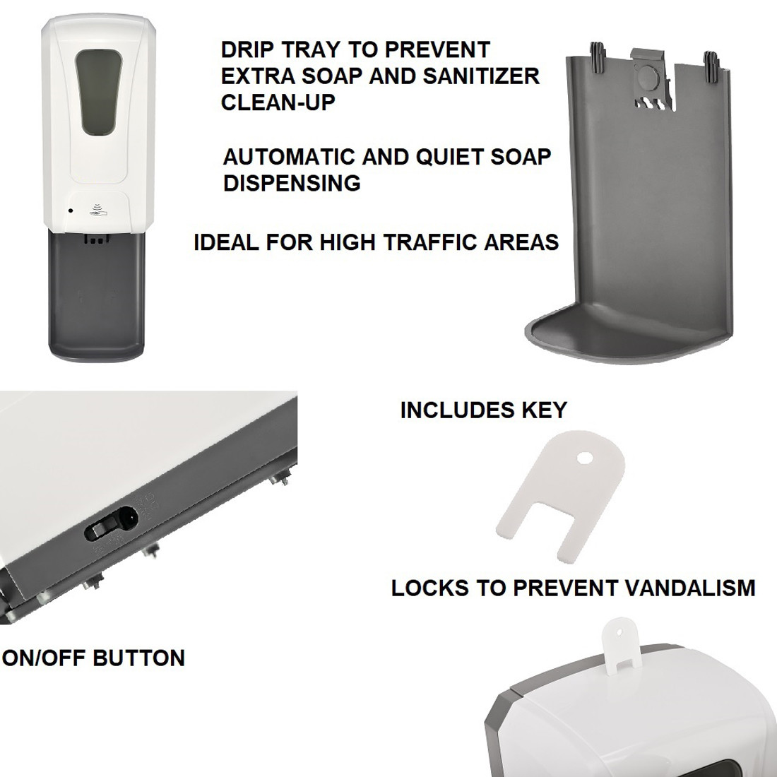 Touch Free Drip Tray Hand Sanitizer Soap Dispenser